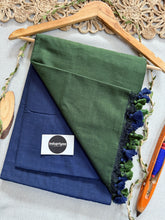 Indupriyaa Mehndi Blue Handloom Khadi Cotton Saree